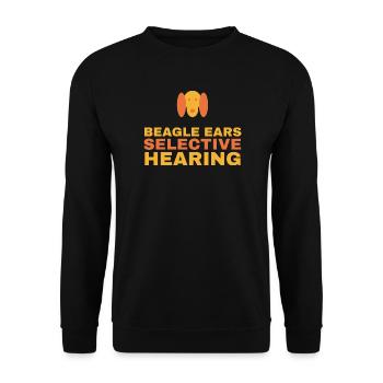 Beagle-Ohren Selektives Hören Lustiger Beagle-Besitzer - Unisex Pullover - Schwarz - Vorne - Alina (178cm) & Michal (187cm)
