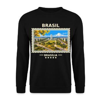 Brasilien Brasília Vintage Reisemarke - Unisex Pullover - Schwarz - Vorne - Alina (178cm) & Michal (187cm)