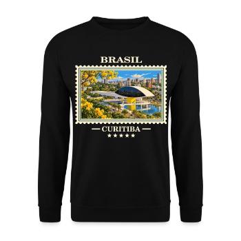 Brasilien Curitiba Vintage Reisemarke - Unisex Pullover - Schwarz - Vorne - Alina (178cm) & Michal (187cm)