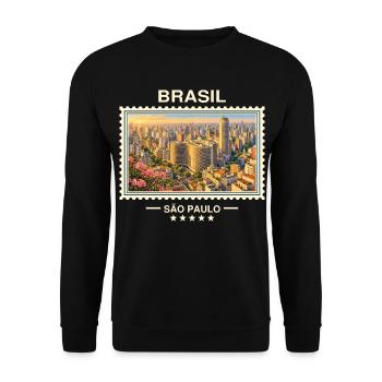 Brasilien São Paulo Vintage Reisemarke - Unisex Pullover - Schwarz - Vorne - Alina (178cm) & Michal (187cm)