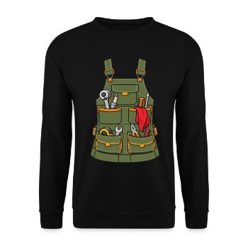 Mechaniker T-Shirt Werkzeugschürze Illusion - Unisex Pullover - Schwarz - Vorne - Alina (178cm) & Michal (187cm)