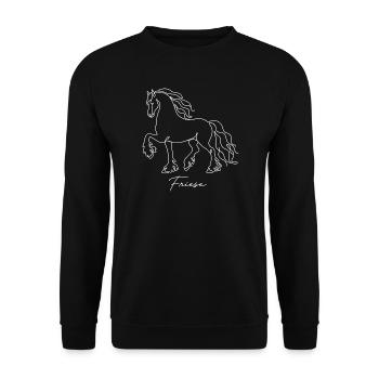 Friese Pferd Line Art Minimalistisch Elegant - Unisex Pullover - Schwarz - Vorne - Alina (178cm) & Michal (187cm)