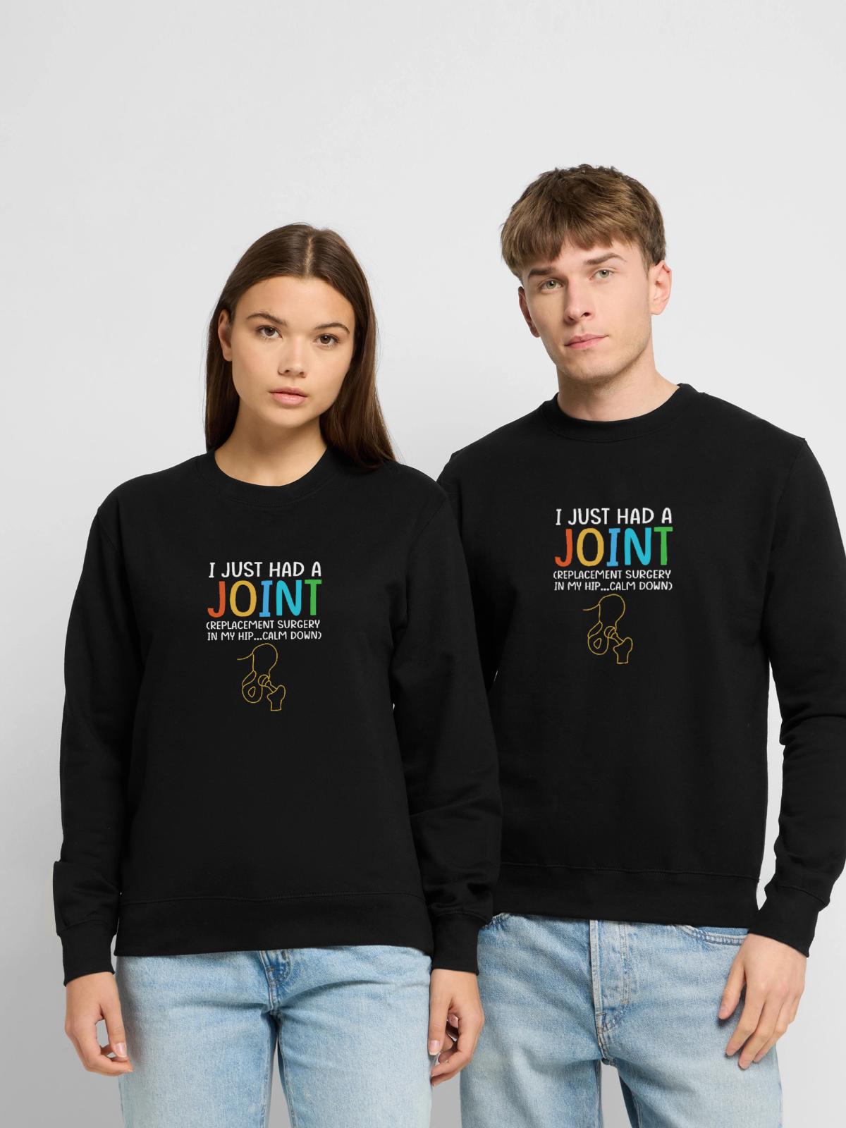 Hüfte Hüftgelenk Hüften - Unisex Pullover - Schwarz - Vorne - Alina (178cm) & Michal (187cm)