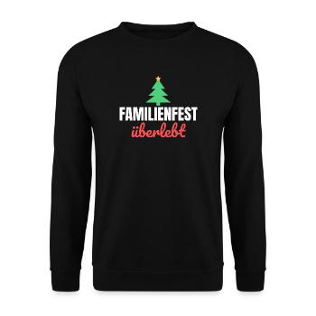 Familienfest überlebt - Unisex Pullover - Schwarz - Vorne - Alina (178cm) & Michal (187cm)