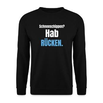 Schneeschippen? Hab Rücken. - Unisex Pullover - Schwarz - Vorne - Alina (178cm) & Michal (187cm)