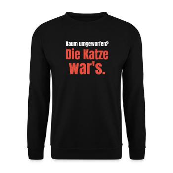 Baum umgeworfen? Die Katze war's. - Unisex Pullover - Schwarz - Vorne - Alina (178cm) & Michal (187cm)