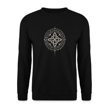 Der Hexenknoten im Runenkreis - Unisex Pullover - Schwarz - Vorne - Alina (178cm) & Michal (187cm)