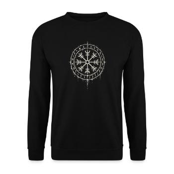 Ægishjálmur – Helm des Schreckens in Hexentinte - Unisex Pullover - Schwarz - Vorne - Alina (178cm) & Michal (187cm)