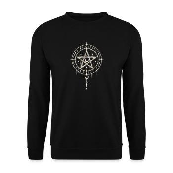 Der Nachtfalter im Runenkreis - Unisex Pullover - Schwarz - Vorne - Alina (178cm) & Michal (187cm)