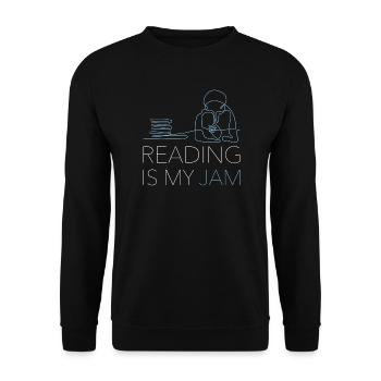 Reading Is My Jam Lesen Bücher Leseratte - Unisex Pullover - Schwarz - Vorne - Alina (178cm) & Michal (187cm)