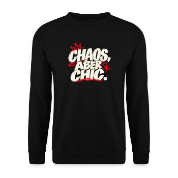 Chaos Aber Chic Graffiti-Statement - Unisex Pullover - Schwarz - Vorne - Alina (178cm) & Michal (187cm)