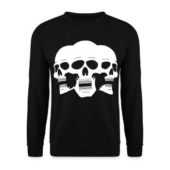 Dreiköpfiger Schädel - Unisex Pullover - Schwarz - Vorne - Alina (178cm) & Michal (187cm)