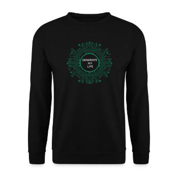 Generate My Life – Schaltkreisdesign - Unisex Pullover - Schwarz - Vorne - Alina (178cm) & Michal (187cm)