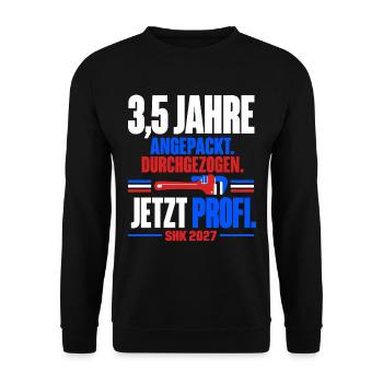 3,5 Jahre angepackt – SHK Profi 2027 - Unisex Pullover - Schwarz - Vorne - Alina (178cm) & Michal (187cm)