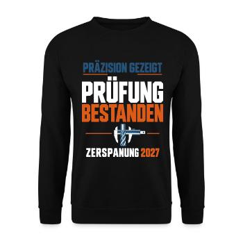 Präzision gezeigt – Zerspanung bestanden 2027 - Unisex Pullover - Schwarz - Vorne - Alina (178cm) & Michal (187cm)