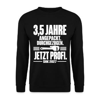 3,5 Jahre angepackt – SHK Profi 2027 - Unisex Pullover - Schwarz - Vorne - Alina (178cm) & Michal (187cm)