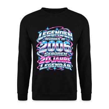 2006 Legenden 20. Geburtstag 2000er Y2K - Unisex Pullover - Schwarz - Vorne - Alina (178cm) & Michal (187cm)