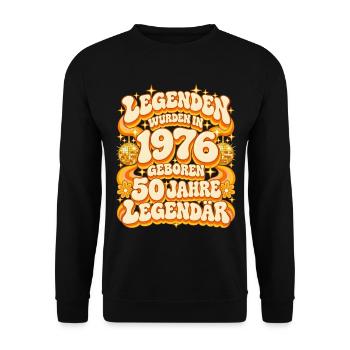 1976 Legenden 50. Geburtstag 70er Disco - Unisex Pullover - Schwarz - Vorne - Alina (178cm) & Michal (187cm)