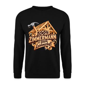 Zimmermann Leidenschaft  - Unisex Pullover - Schwarz - Vorne - Alina (178cm) & Michal (187cm)