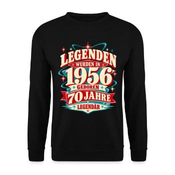 1956 Legenden 70. Geburtstag 50er Retro - Unisex Pullover - Schwarz - Vorne - Alina (178cm) & Michal (187cm)