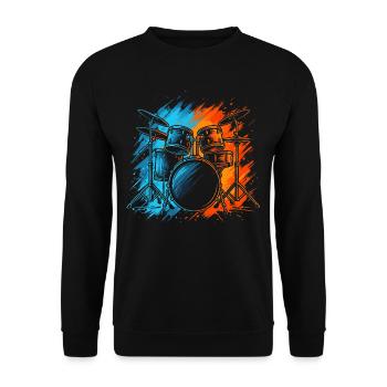 Schlagzeuger Drummer Jungen Kinder Schlagzeug - Unisex Pullover - Schwarz - Vorne - Alina (178cm) & Michal (187cm)
