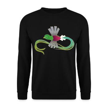 Prachtvolles Quetzal – Heil dem Schwanz - Unisex Pullover - Schwarz - Vorne - Alina (178cm) & Michal (187cm)