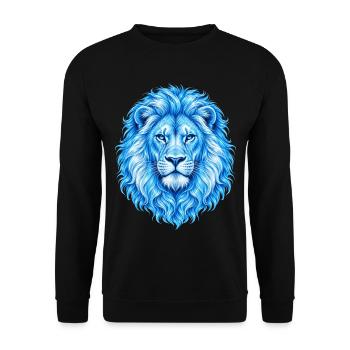 Löwe blaue Löwen aus Afrika König der Tiere - Unisex Pullover - Schwarz - Vorne - Alina (178cm) & Michal (187cm)