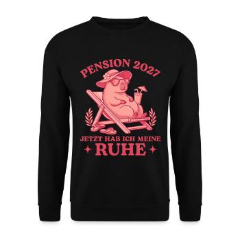 Pension 2027 Hab meine Ruhe Pensionärin - Unisex Pullover - Schwarz - Vorne - Alina (178cm) & Michal (187cm)