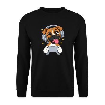 Gaming Boxer mit Controller und Headset - Unisex Pullover - Schwarz - Vorne - Alina (178cm) & Michal (187cm)