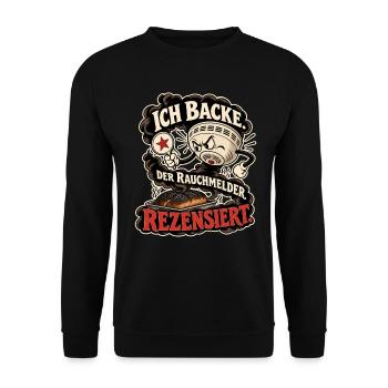 Ich Backe Rauchmelder Rezension - Unisex Pullover - Schwarz - Vorne - Alina (178cm) & Michal (187cm)