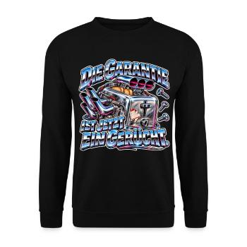 Die Garantie ist ein Gerücht - Unisex Pullover - Schwarz - Vorne - Alina (178cm) & Michal (187cm)