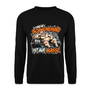 Mein Schweinehund ist auf Masse - Unisex Pullover - Schwarz - Vorne - Alina (178cm) & Michal (187cm)