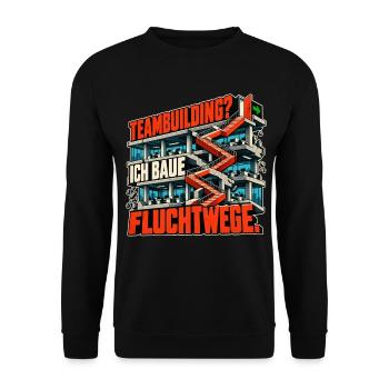 Teambuilding Fluchtwege Bauwerk - Unisex Pullover - Schwarz - Vorne - Alina (178cm) & Michal (187cm)