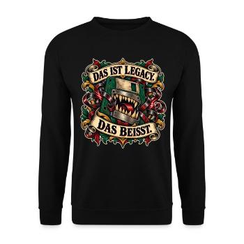 Legacy Beisst Kiefer Monster - Unisex Pullover - Schwarz - Vorne - Alina (178cm) & Michal (187cm)