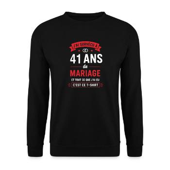 41 Jahre Ehe T-Shirt - Unisex Pullover - Schwarz - Vorne - Alina (178cm) & Michal (187cm)