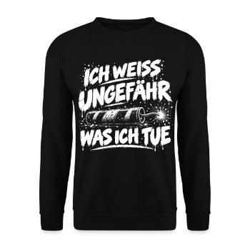 Ich weiß ungefähr was ich tue – Feuerwerk - Unisex Pullover - Schwarz - Vorne - Alina (178cm) & Michal (187cm)