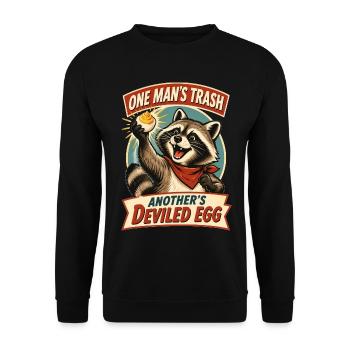 Wer der eine Müll hat, das gefüllte Ei eines anderen - Unisex Pullover - Schwarz - Vorne - Alina (178cm) & Michal (187cm)
