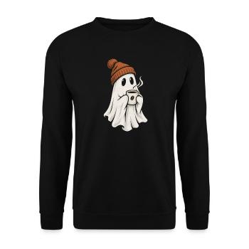 Kuschelgeist mit Kaffee - Unisex Pullover - Schwarz - Vorne - Alina (178cm) & Michal (187cm)