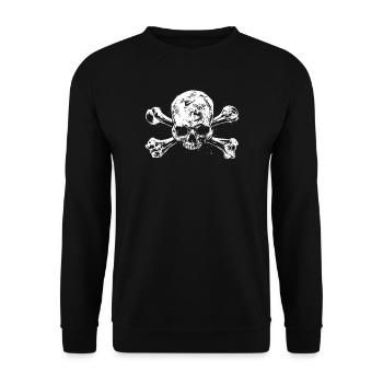 Schädelkreuz Motiv - Unisex Pullover - Schwarz - Vorne - Alina (178cm) & Michal (187cm)