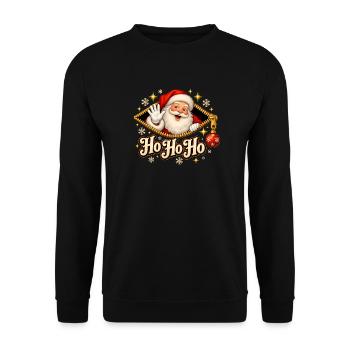 Ho Ho Ho Weihnachtsmann im Reißverschluss - Unisex Pullover - Schwarz - Vorne - Alina (178cm) & Michal (187cm)