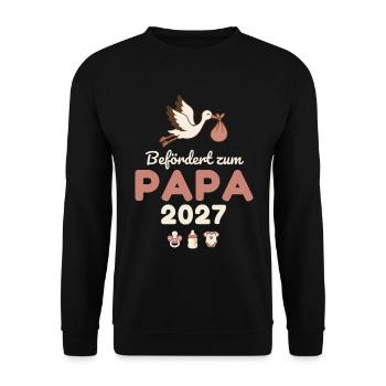 Befördert zum Papa 2027 – Süß - Unisex Pullover - Schwarz - Vorne - Alina (178cm) & Michal (187cm)