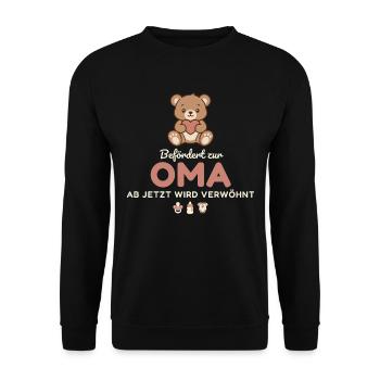 Befördert zur Oma 2027 – Teddy - Unisex Pullover - Schwarz - Vorne - Alina (178cm) & Michal (187cm)