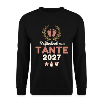 Befördert zur Tante 2027 – Süß - Unisex Pullover - Schwarz - Vorne - Alina (178cm) & Michal (187cm)