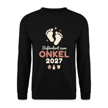 Befördert zum Onkel 2027 – Süß - Unisex Pullover - Schwarz - Vorne - Alina (178cm) & Michal (187cm)