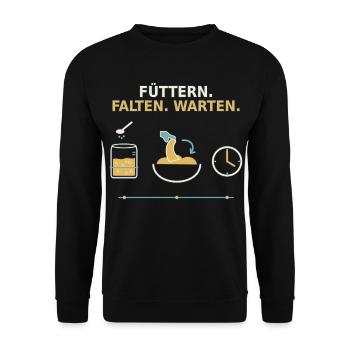 Sauerteig – Füttern Falten Warten - Unisex Pullover - Schwarz - Vorne - Alina (178cm) & Michal (187cm)
