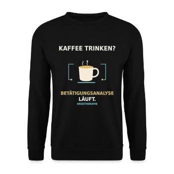 Ergotherapie – Betätigungsanalyse läuft - Unisex Pullover - Schwarz - Vorne - Alina (178cm) & Michal (187cm)
