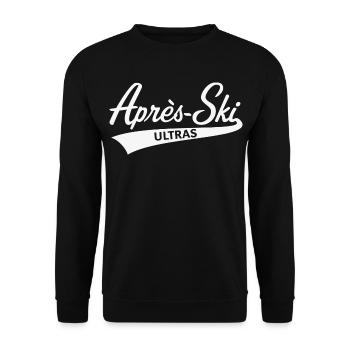 Après-Ski – Ultras (Schriftzug Apres Ski / White) - Unisex Pullover - Schwarz - Vorne - Alina (178cm) & Michal (187cm)