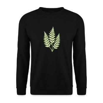 Farn im Linoleumschnitt - Unisex Pullover - Schwarz - Vorne - Alina (178cm) & Michal (187cm)