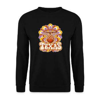 Texas Hoop Psychedelische Blüten - Unisex Pullover - Schwarz - Vorne - Alina (178cm) & Michal (187cm)