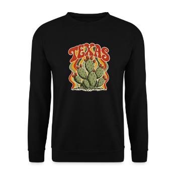 Texas Kaktus Retro Flair - Unisex Pullover - Schwarz - Vorne - Alina (178cm) & Michal (187cm)
